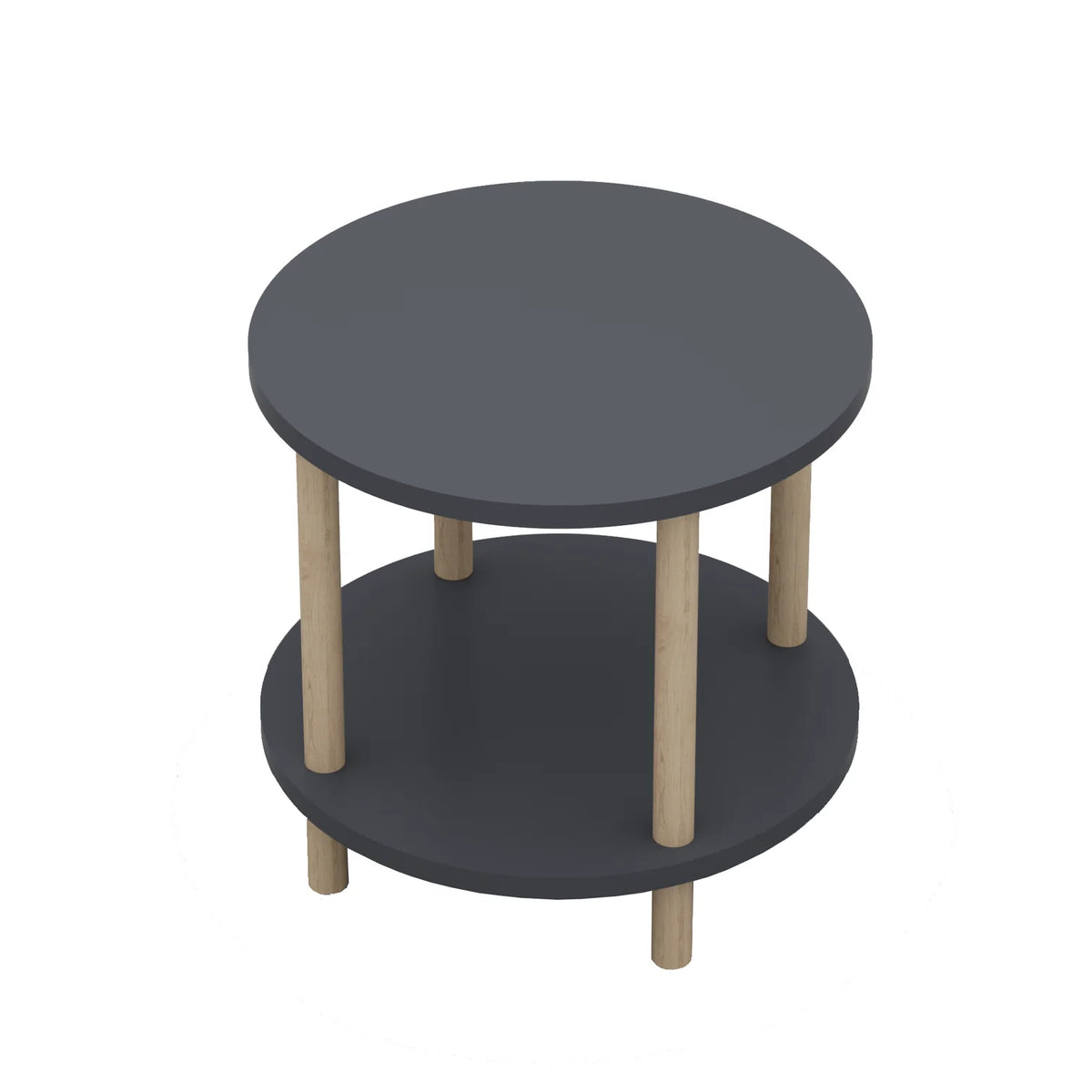 Masuta Cafea Rotunda Lemn Picioare Metalice Design Modern Gri Antracit - detaliu produs