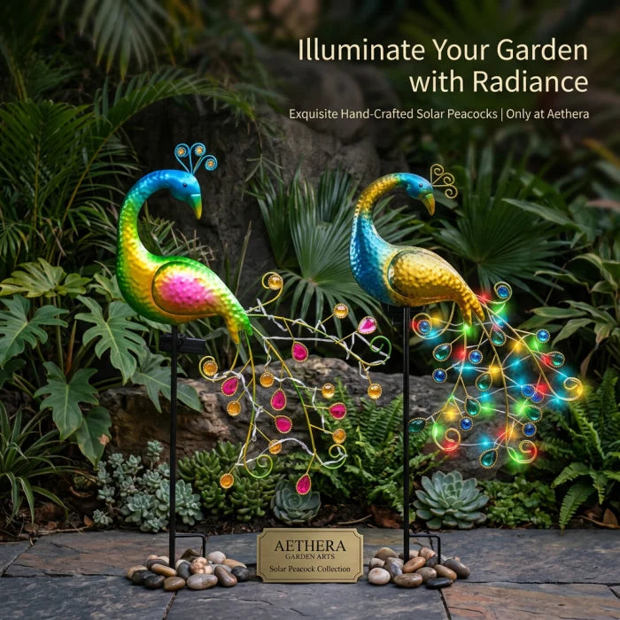Lampa Solara Decorativa Paun LED 3D Iluminare Gradina Exterior Impermeabila - detaliu produs