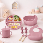Set hranire bebelusi 8 piese, termorezistente, silicon, fara BPA, pliabile, usor de curatat