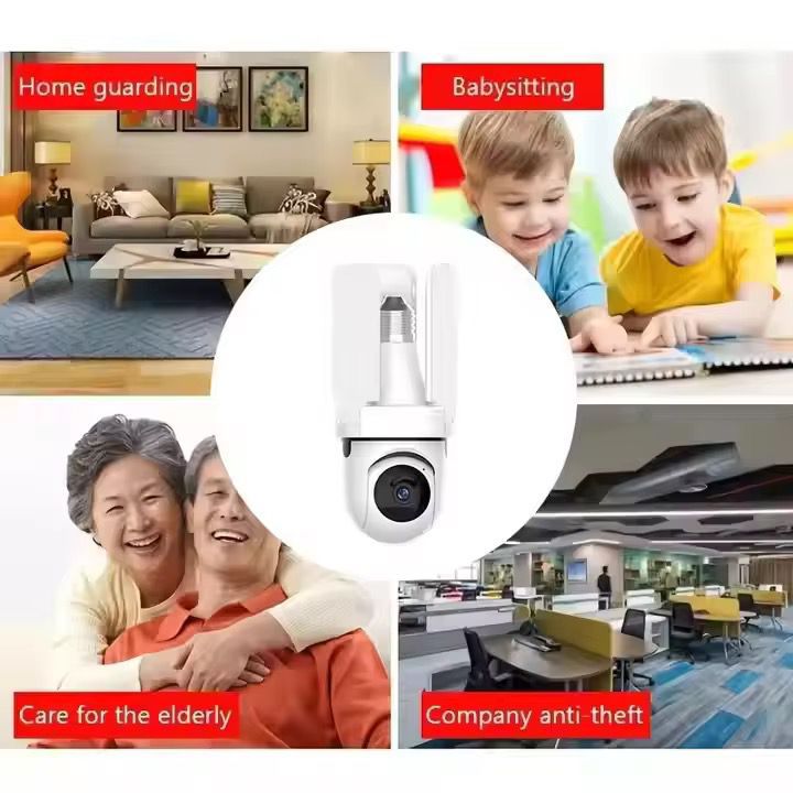 Camera de supraveghere tip bec E27, 4MP HD, WiFi/4G, PTZ 360, audio bidirectional, night vision