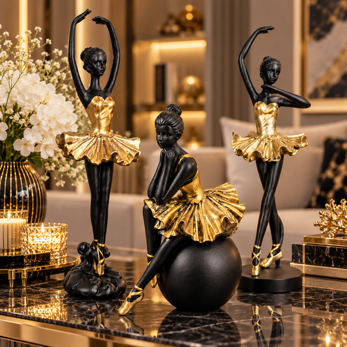 Statuetă Decorativă Balerină, Rășină Finisată – 23 × 8 cm - detaliu produs