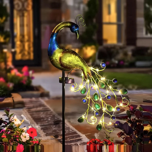 Lampa Solara Decorativa Paun LED 3D Iluminare Gradina Exterior Impermeabila - imagine principala