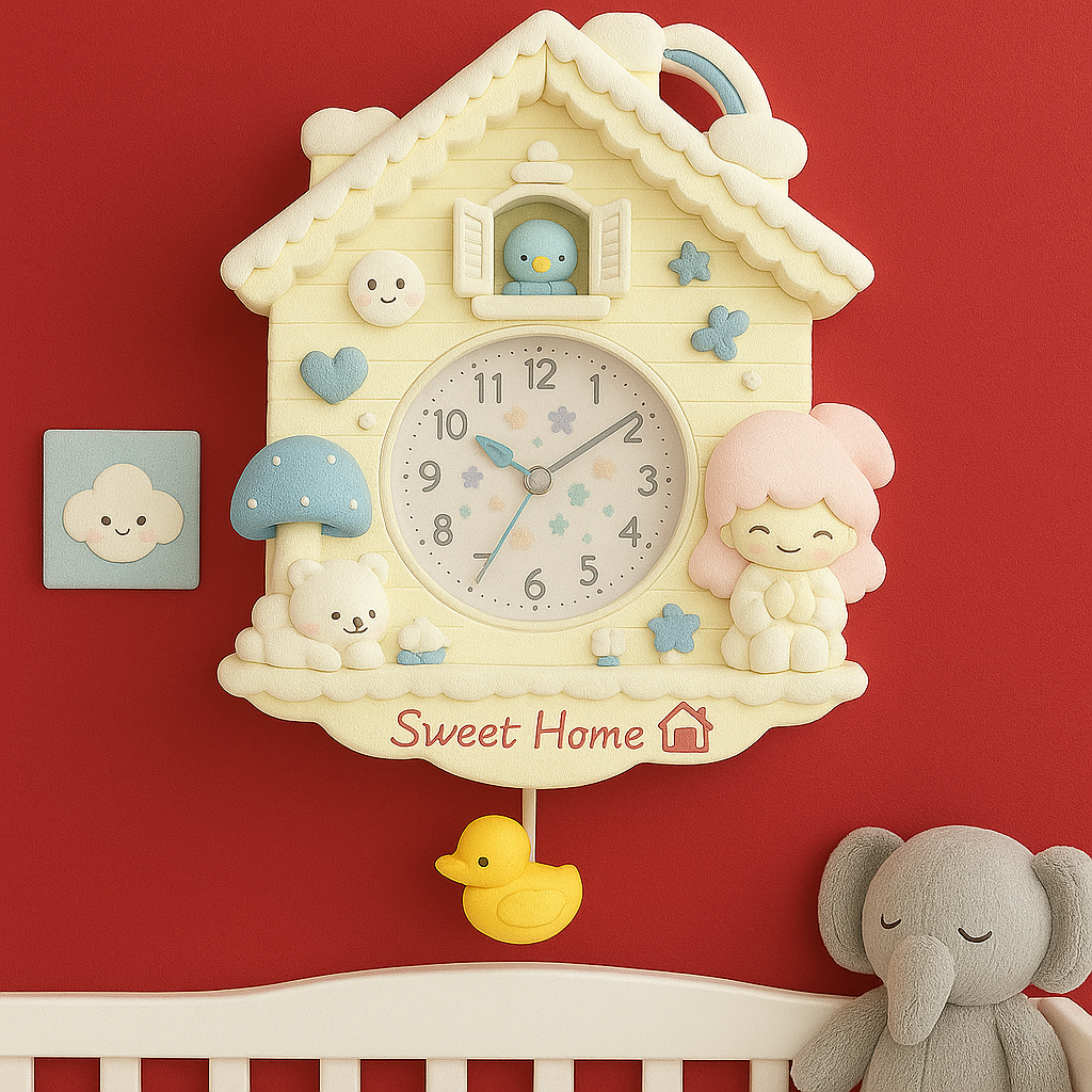 Ceasuri decorative de perete pentru camera copiilor – modele Sweet Home si Welcome Home (36 x 30 cm)