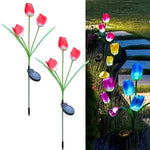 Set 2 Lămpi Solare Decorative Tip Lalele Rosii LED M374-23 70cm Automată