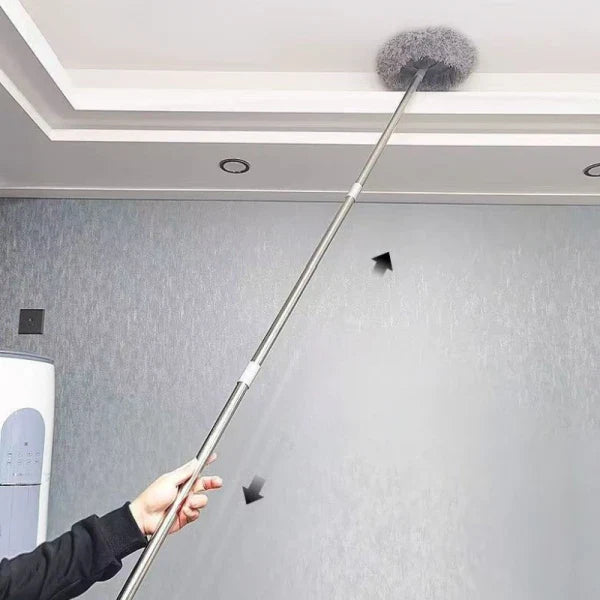 Mop pentru curatarea prafului, maner inox, lungime maner ajustabila 45 - 180 cm, doua lavete detasabile, 29 x 195 cm