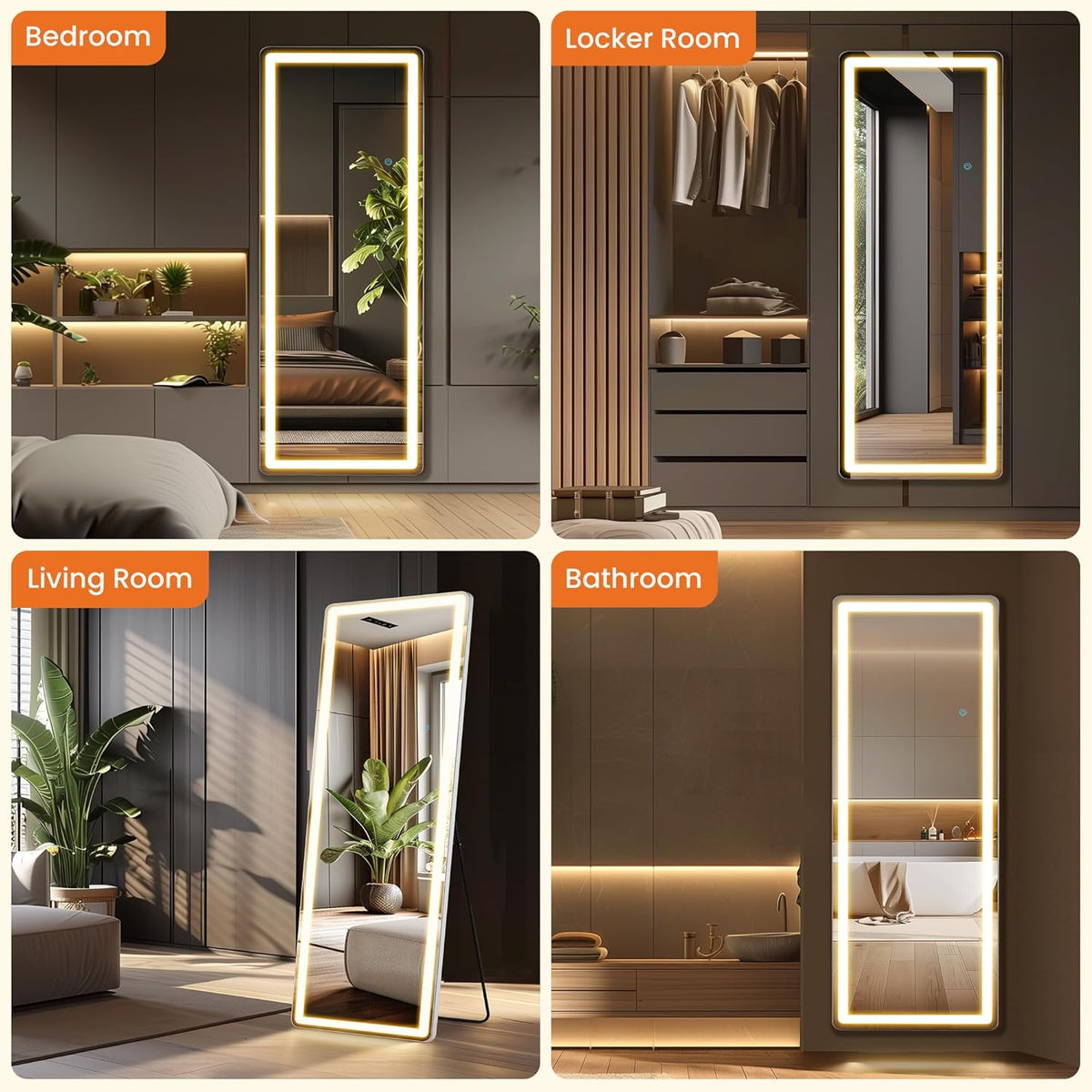 Oglinda LED Dreptunghiulara 160x50 cm 3 Culori Control Touch Sticla HD Cadru Aluminiu - imagine principala