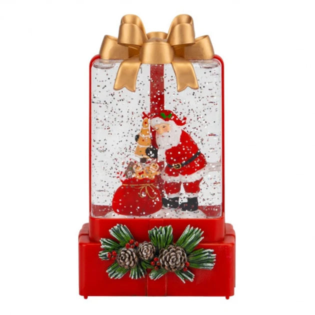Lampa decorativa Craciun cu lumina si muzica Mos Craciun sau Om de zapada „Fundita festiva”, 18 cm