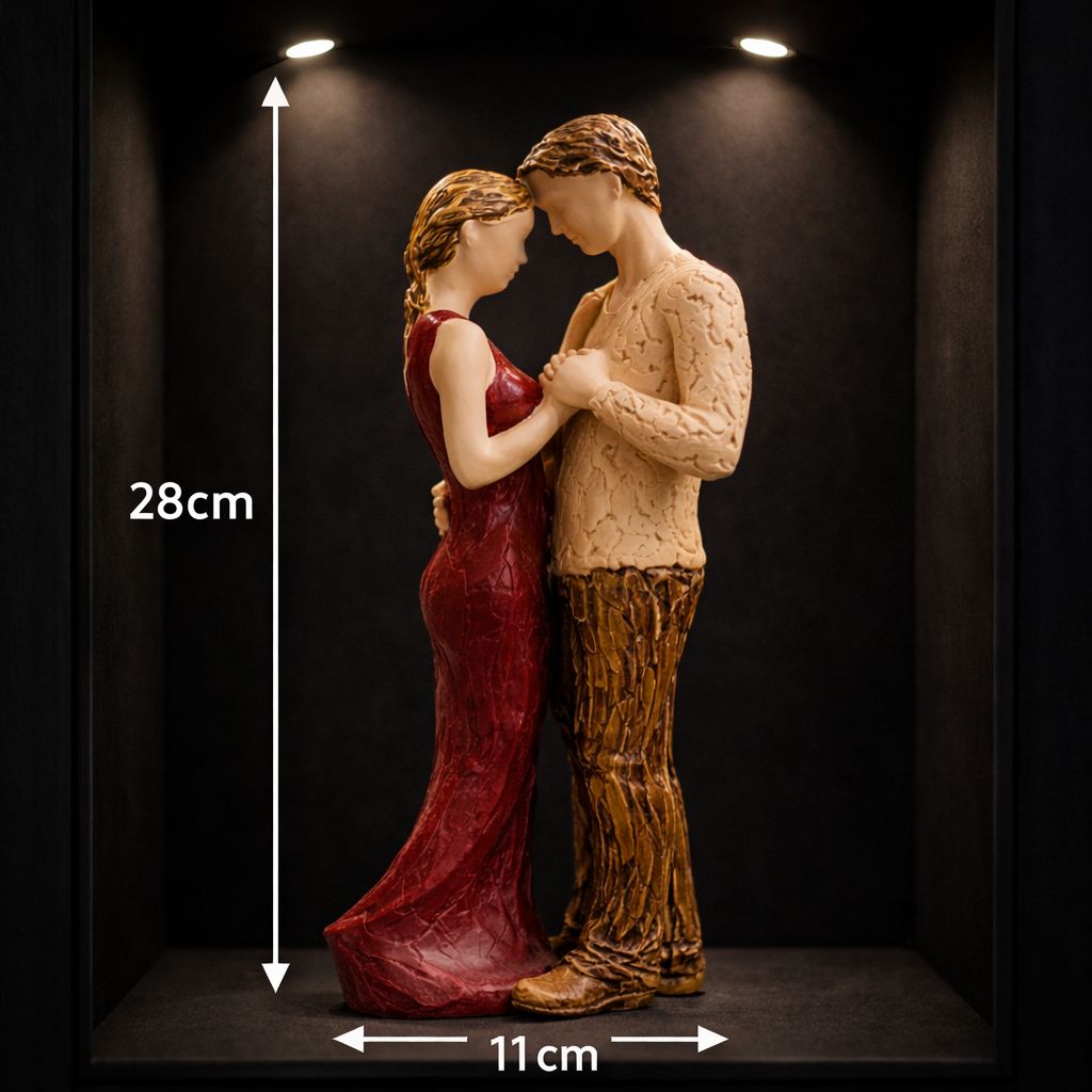 Statueta decorativa, cuplu romantic, rasina finisata, 28 cm