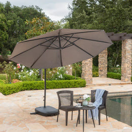 Umbrela de soare suspendata pentru gradina sau terasa, rotunda 3m X 2.5m X 2.3m, suport inclus