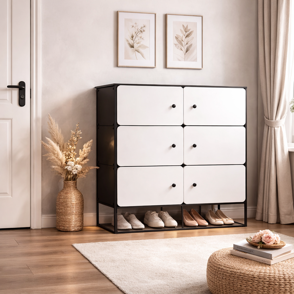 Organizator depozitare cu 6 compartimente 82x36x106 cm, Alb