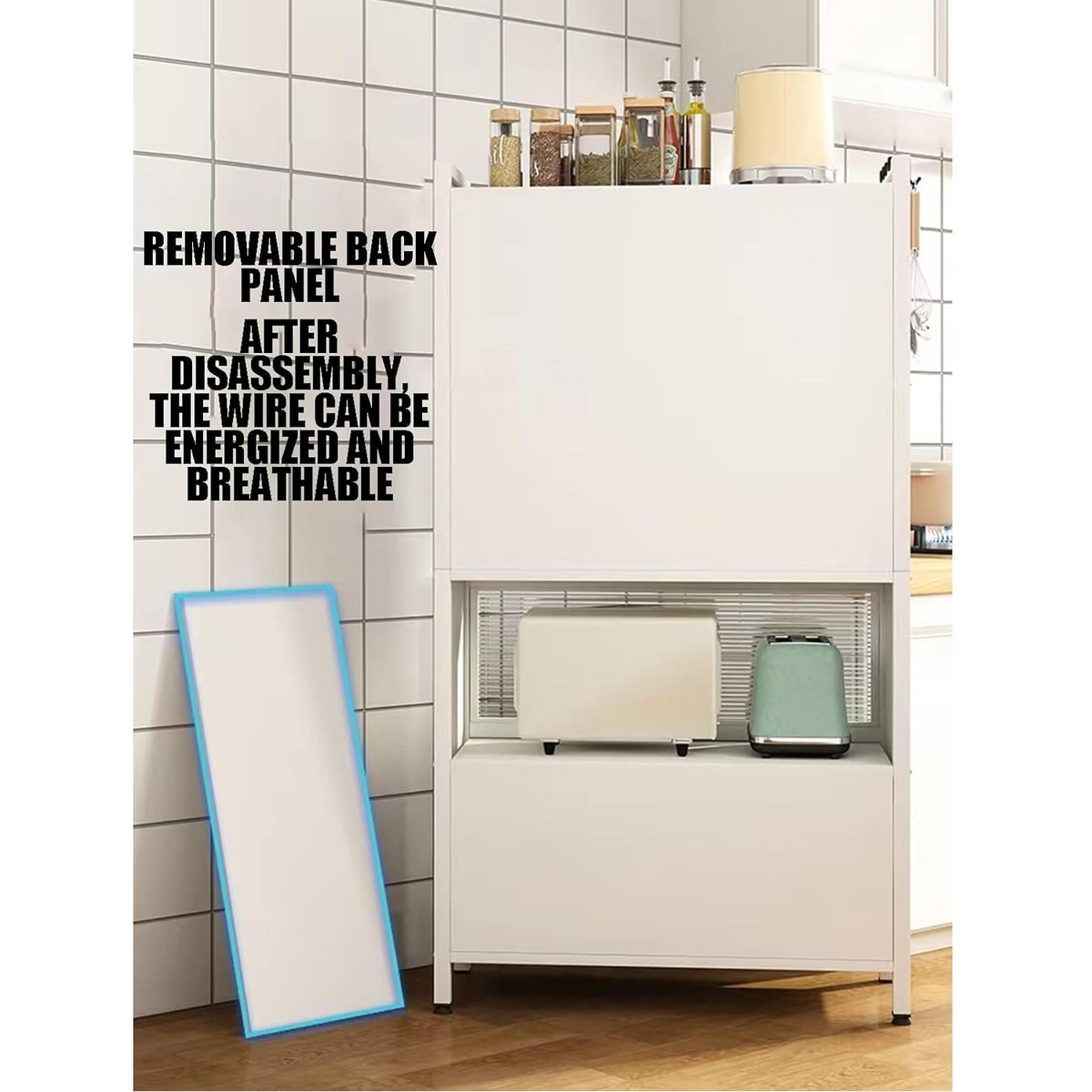 RESIGILAT - Dulap elegant pentru bucatarie, 4 rafturi, otel inoxidabil, usa cu geam cu deschidere verticala 80x32x144cm