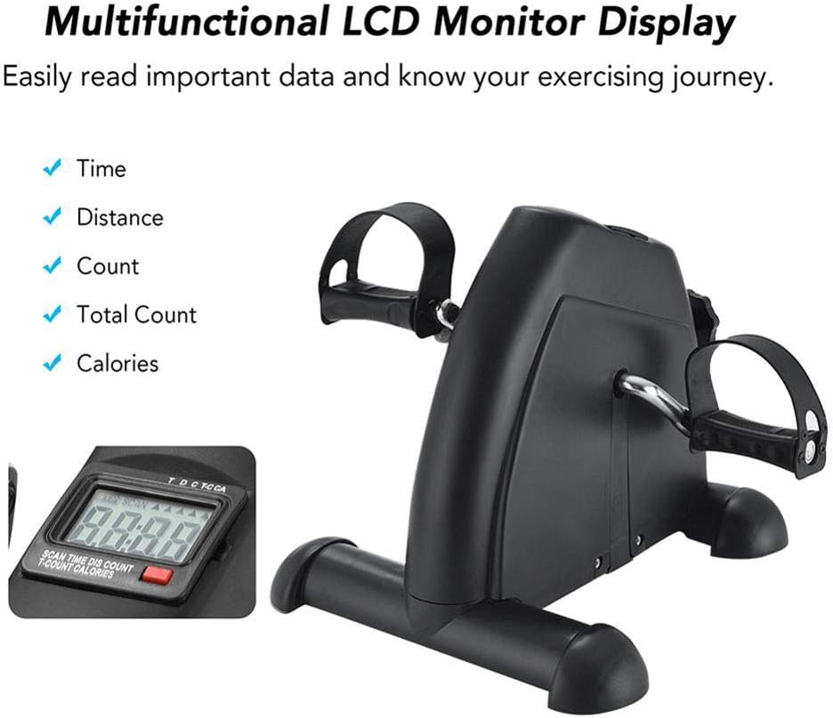 Mini bicicleta de exercitii pliabila cu ecran LCD, pentru brate si picioare, reglare rezistenta si design compact