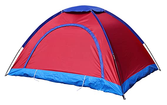 Cort camping 2-6 persoane cu plasa pentru insecte rosu/albastru