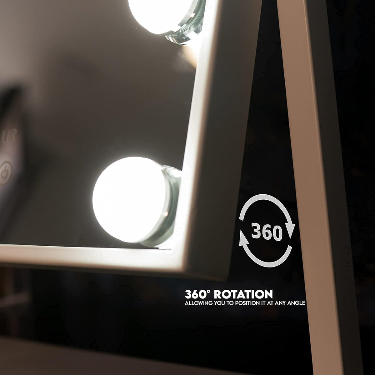 Oglinda machiaj profesionala cu suport metalic, Smart Touch, 9 becuri LED si 3 moduri de iluminare, 26 x 31cm