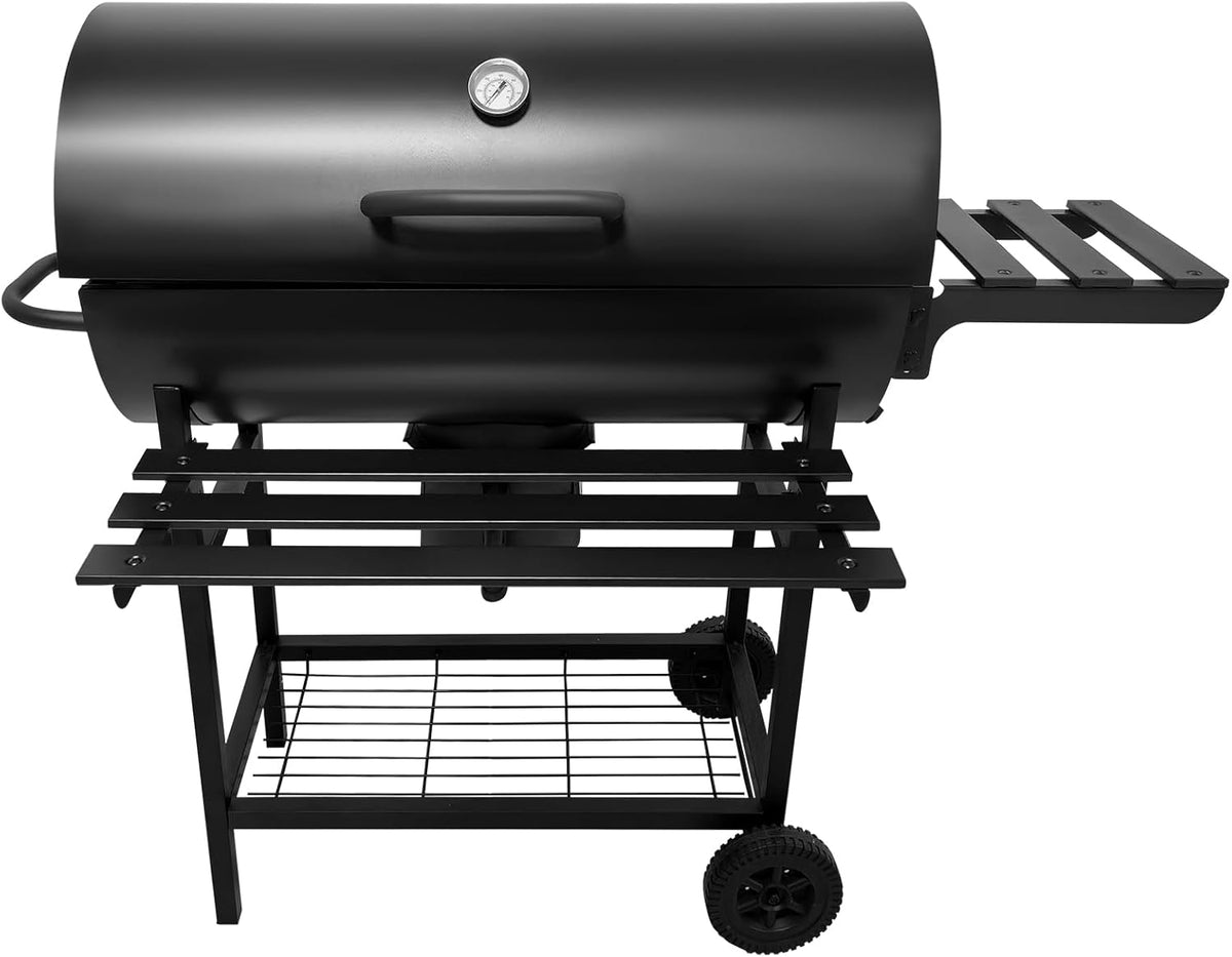 Gratar cu capac si termometru 105,5x85x118 cm – rafturi laterale, roti si aerisire reglabila