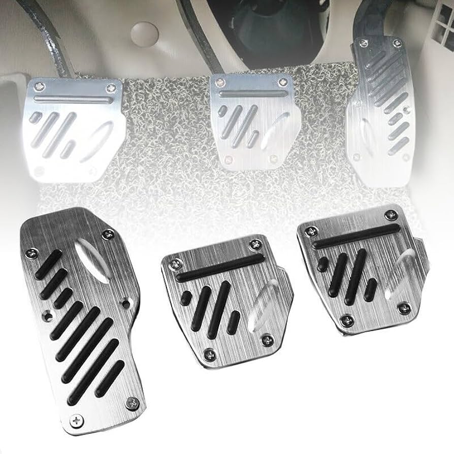 Set 3 placi antiderapante pentru pedale Auto, aliaj de Aluminiu