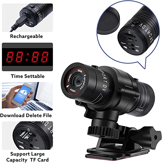 Camera video sport Andowl, 5MP, 30 FPS, rezistenta la apa, praf, 1000 mAh, Full HD