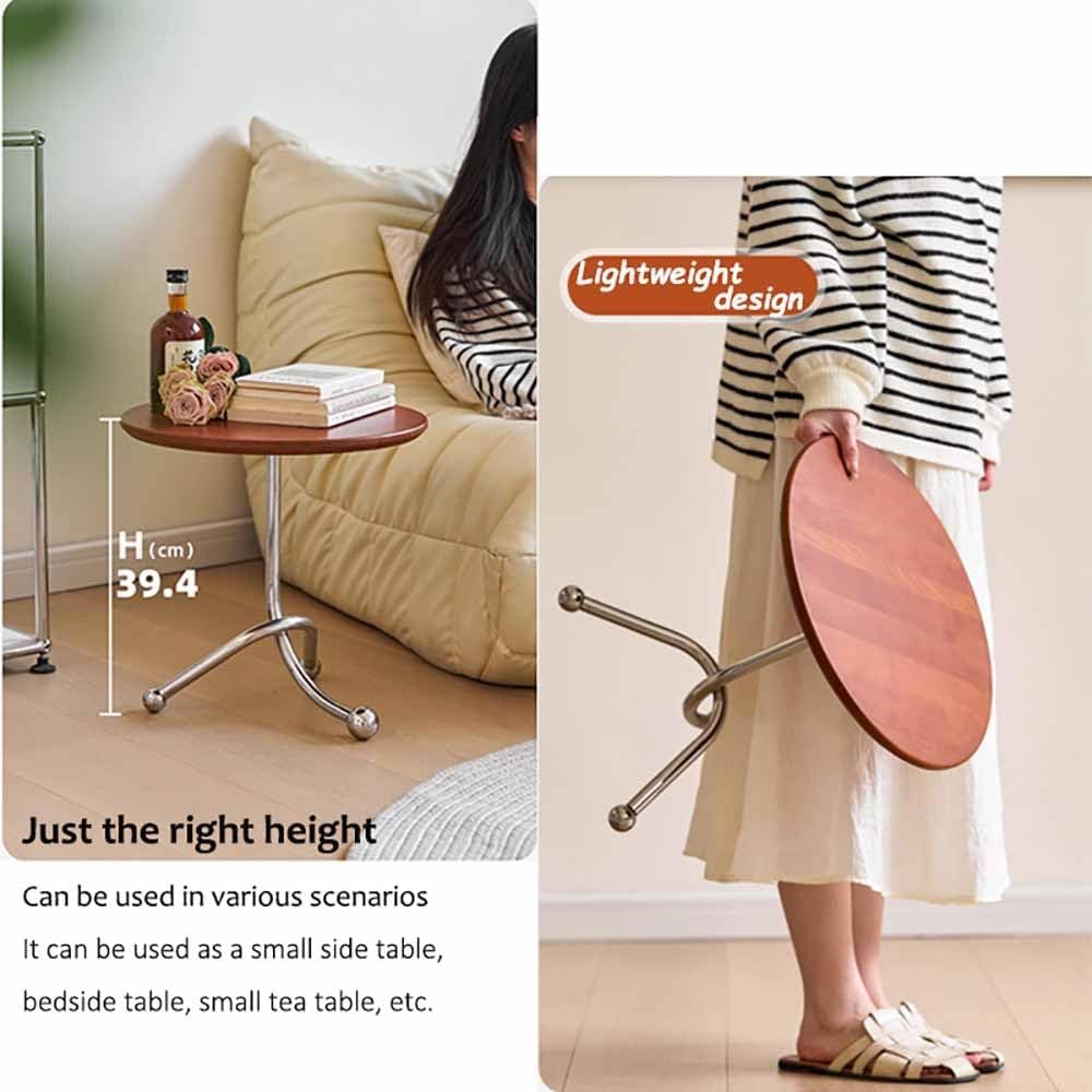 Masuta laterala moderna cu blat rotund si picioare metalice cromate – Design elegant pentru living 40 x 40 x 51 cm