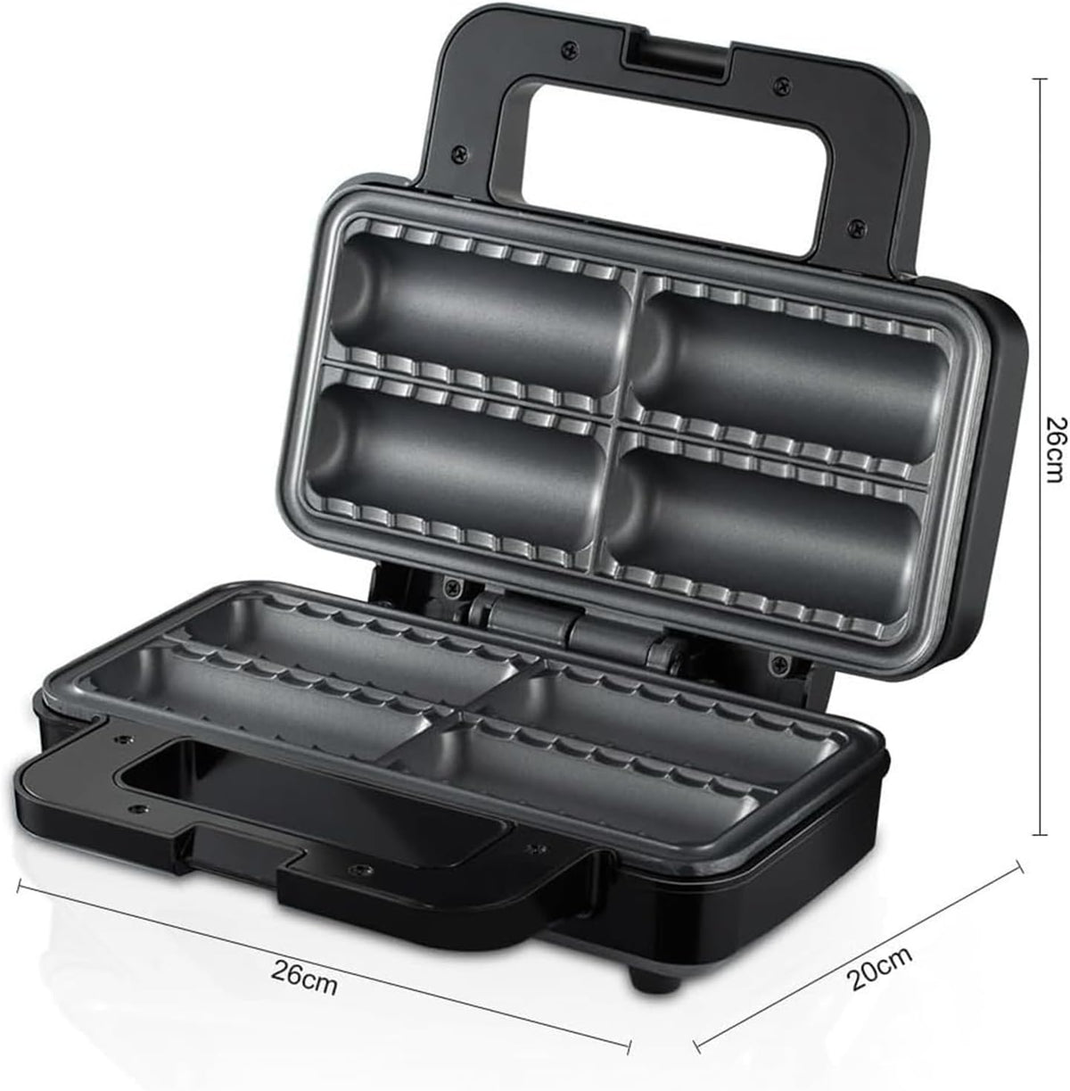 Aparat electric pentru 4 rulouri cu carnati sau placinte umplute in acelasi timp, RAF R529, 800 W, negru