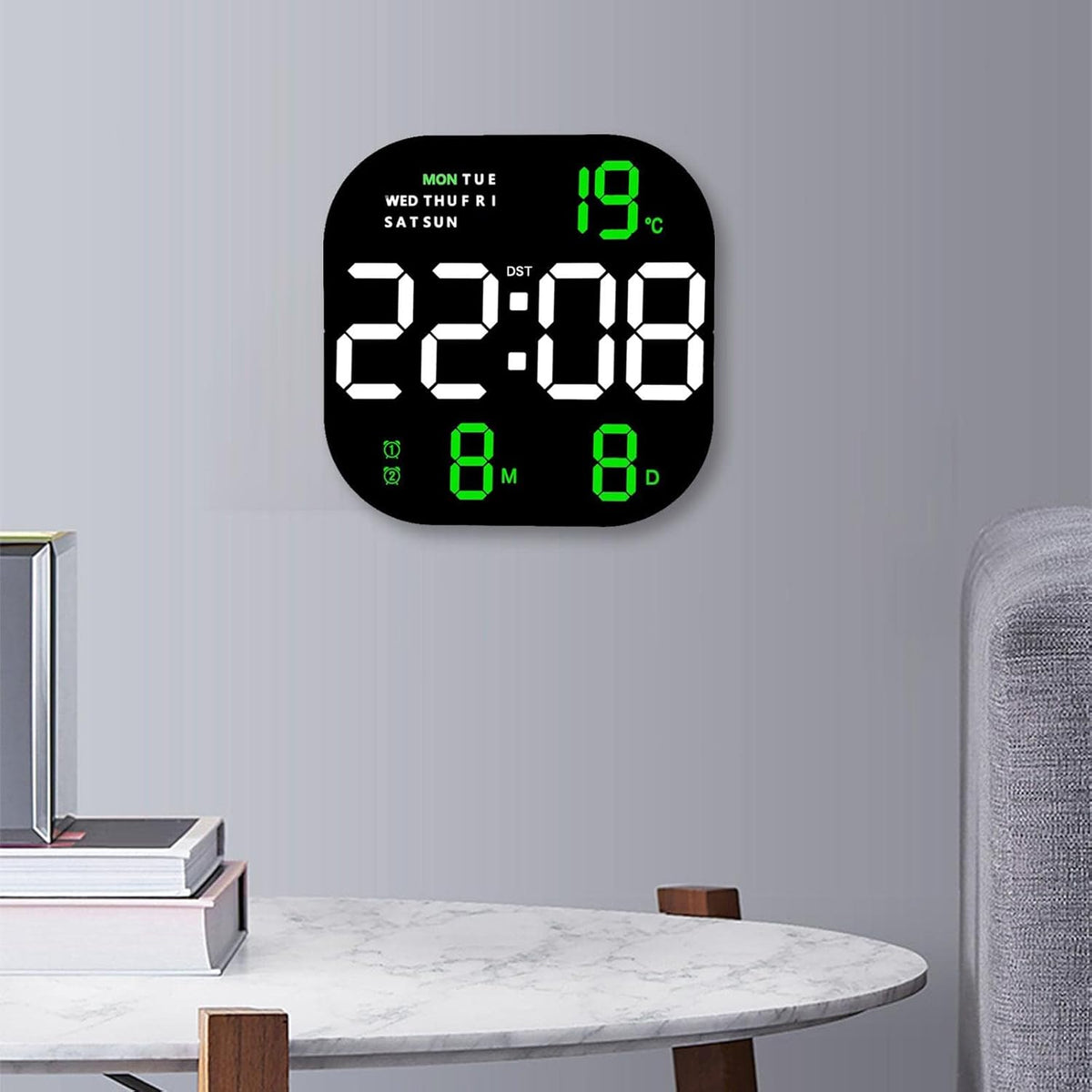 RESIGILAT - Ceas digital de birou sau perete cu telecomanda  cu afisaj LED temperatura si alarma