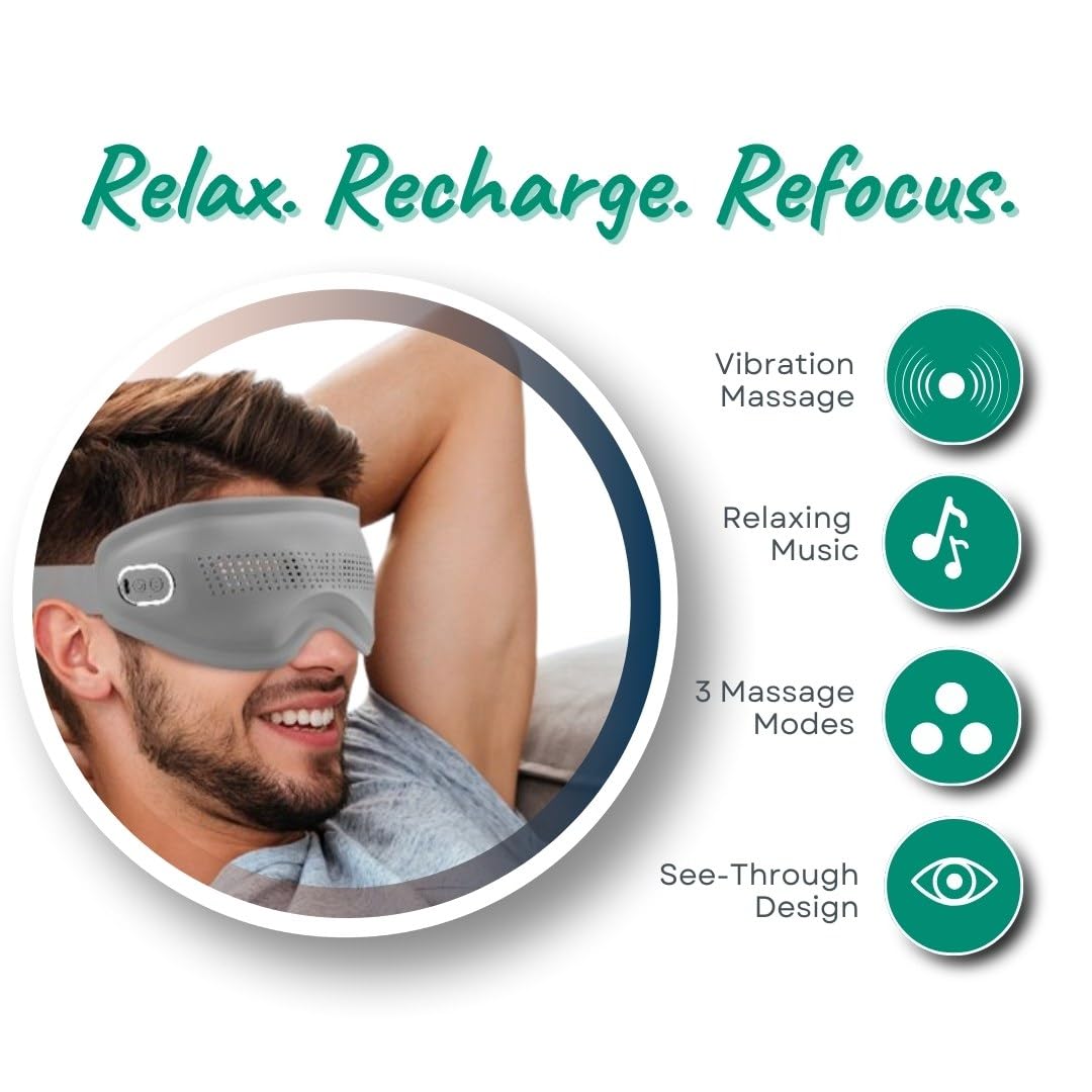 Masca inteligenta pentru ochi, cu compresa calda, EMS, microcurent si Bluetooth, reincarcabila