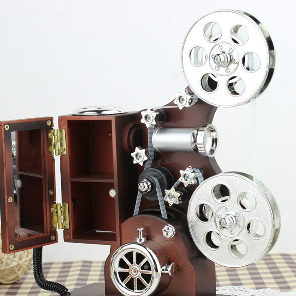 Cutie muzicala retro tip proiector de film, 20x6x16 plastic, maro