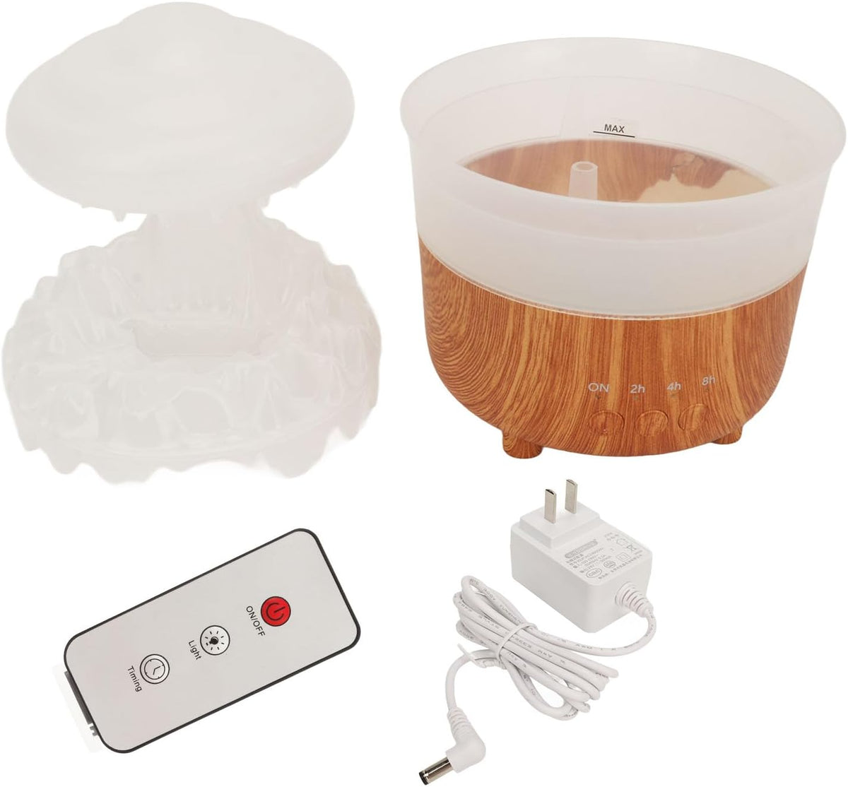 RESIGILAT - Umidificator in forma de norisor, picaturi de ploaie, lemn / plastic