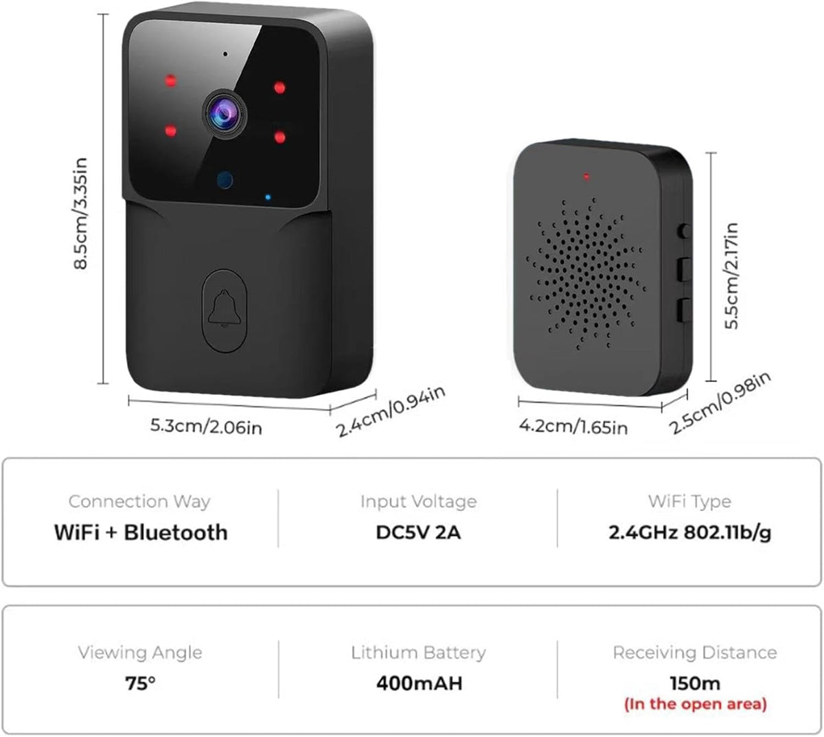 Sonerie Video Smart, Camera Supraveghere  WiFi, Night Vision, Audio Bidirectional, Control Aplicatie Android/iOS
