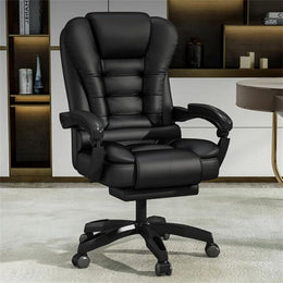 Scaun de Birou Ergonomic Directorial, Piele Ecologică, Recliner și Suport pentru Picioare
