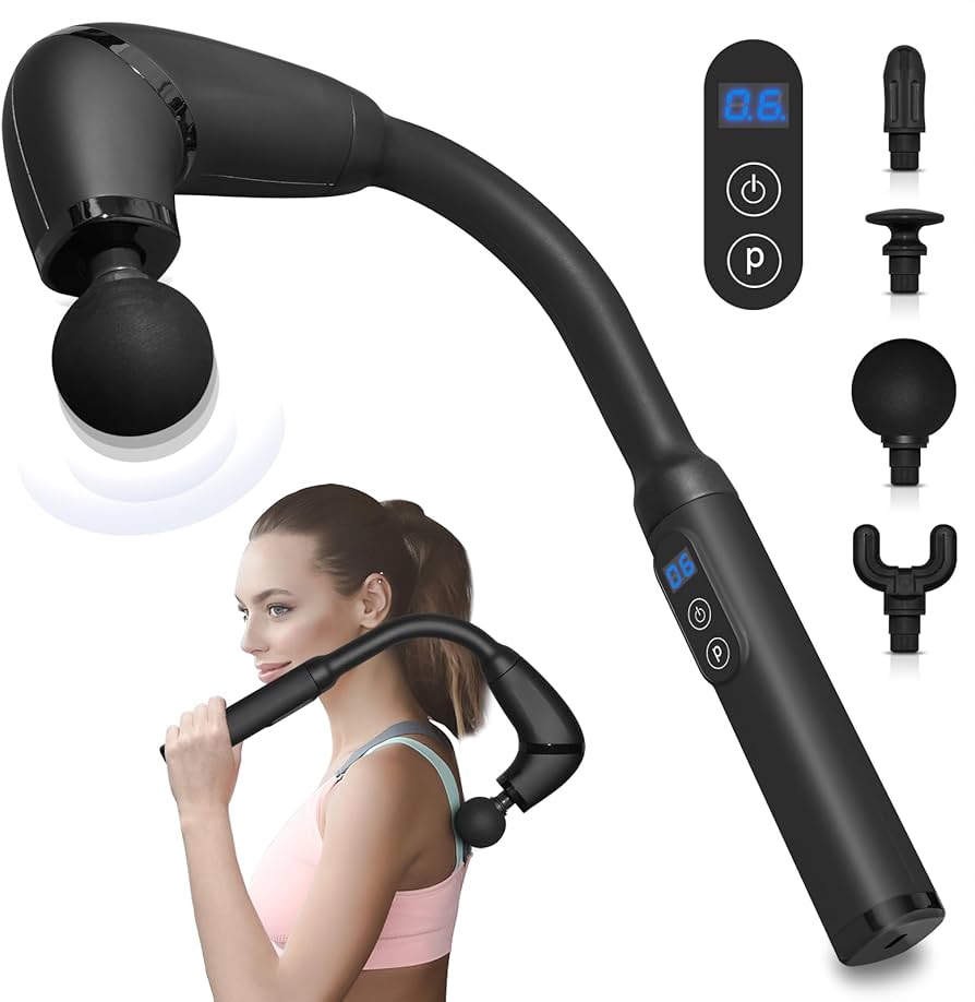 Aparat de masaj profesional cu brat flexibil in forma de U – 9 Moduri, 4 Capete, Reincarcabil, Pentru Muschi si Relaxare