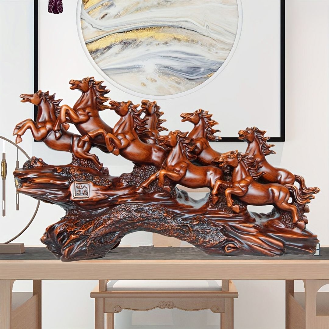 Statueta decorativa cai in alergare – rasina – design artistic premium 11 x 36 x 21 cm