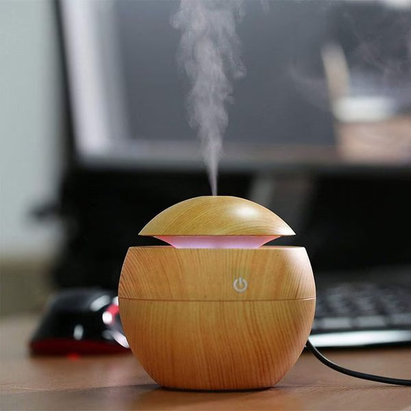 Umidificator de aer cu ultrasunete, iluminare ambientala LED, 130 ml