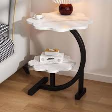 Masuta laterala multifunctionala cu 2 nivele cu cadru metalic negru 40x30x62 cm - detaliu produs