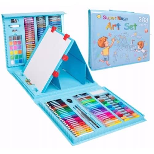 Set Pictura si Desen pentru Copii 208 Piese Suport Foaie Desen Albastru 3+ Ani - detaliu produs