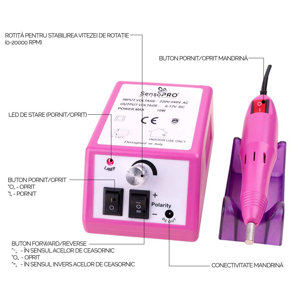 Freza Electrica pentru Unghii Perfecte, 20000RPM