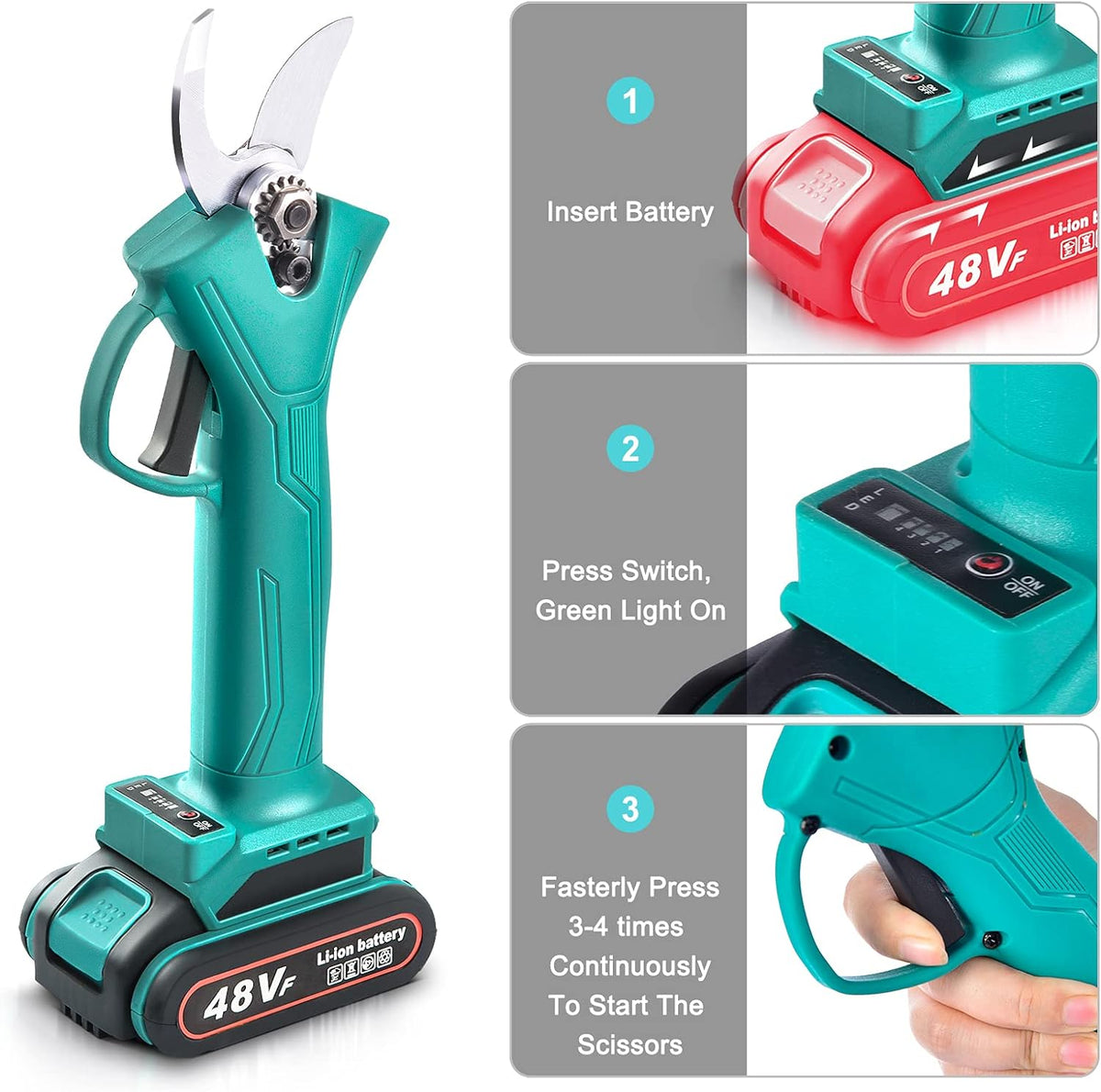 RESIGILAT - Foarfeca electrica pentru vita de vie si crengi, 2 acumulatori 21V-48V, 2Ah-5Ah