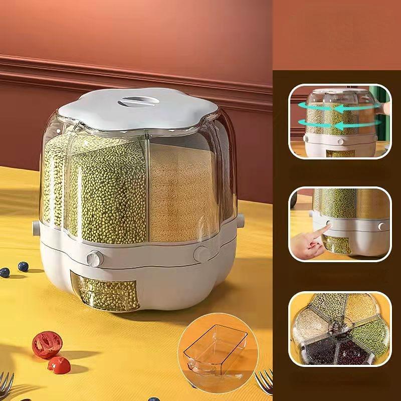 Dispenser rotativ pentru cereale, bomboane, 6 compartimente