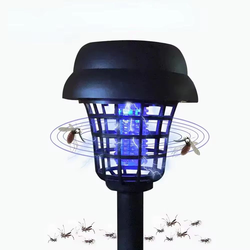 Set 2 Lampi solare  LED si capcana pentru insecte, senzor de lumina, grila de siguranta, buton Off/On1/On2, 600 mAh