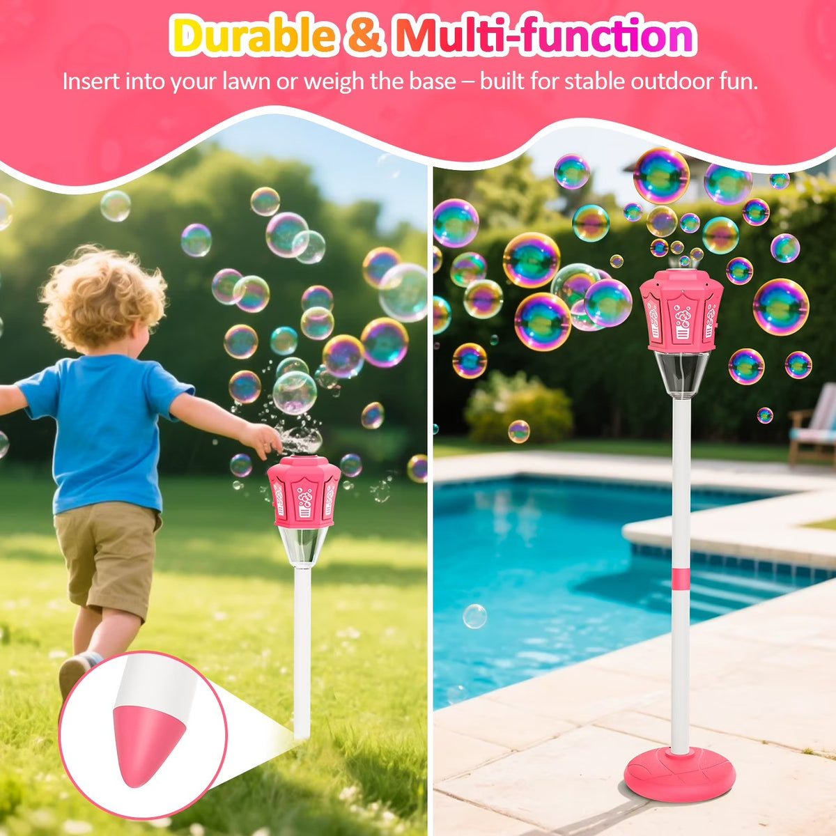 KK Bubble Blower Bubble Tower Jucarie Copii cu Muzica si Pulverizator Girasol 119cm - detaliu produs