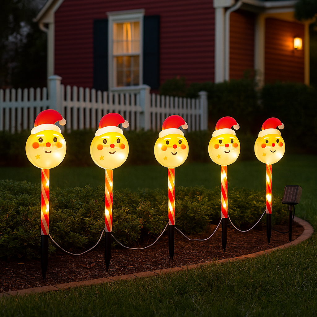 Set 5 Lampi Solare LED Mos Craciun pentru Gradina, 37 cm