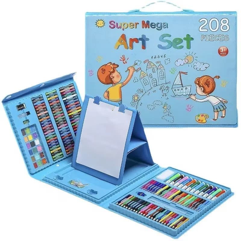 Set Pictura si Desen pentru Copii 208 Piese Suport Foaie Desen Albastru 3+ Ani - detaliu produs