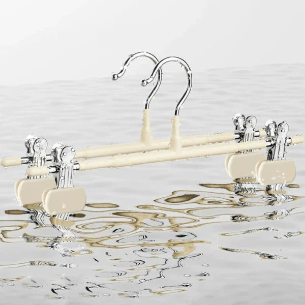 Set 10 umerase cu clips pentru pantaloni, otel, 31 x 13 cm, crem