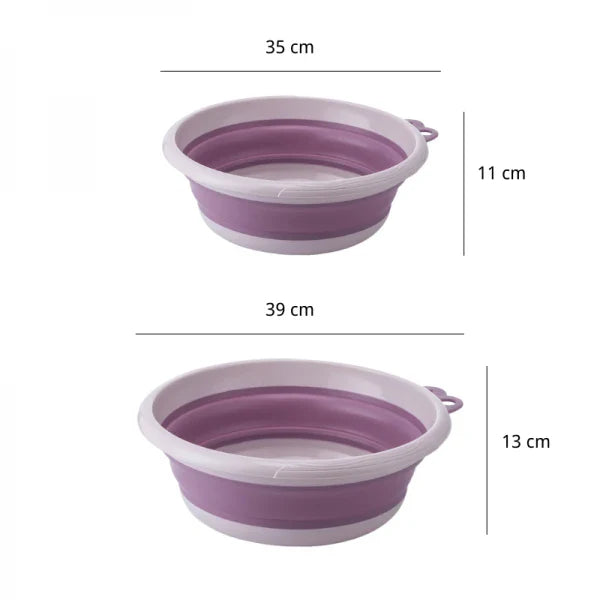 Set 2 ligheane pliabile (6L + 4L) cu suport autoadeziv pentru baie, voiaj, bebelus, compact, 39/35 cm