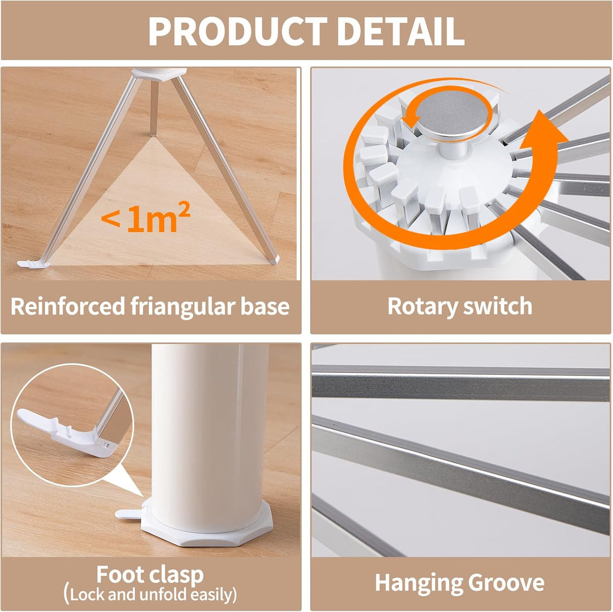 RESIGILAT - Uscator de rufe tip trepied, pliabil si compact, cu 16 brate rotative, pentru interior si exterior, 125cm