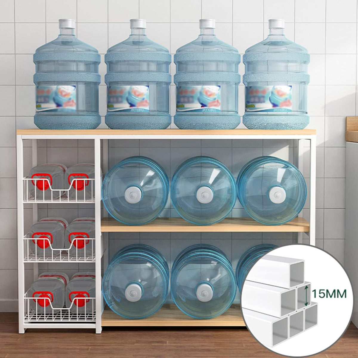 RESIGILAT - Raft de bucatarie, suport pentru cuptorul cu microunde, cosuri de sarma, 80cm/120cm