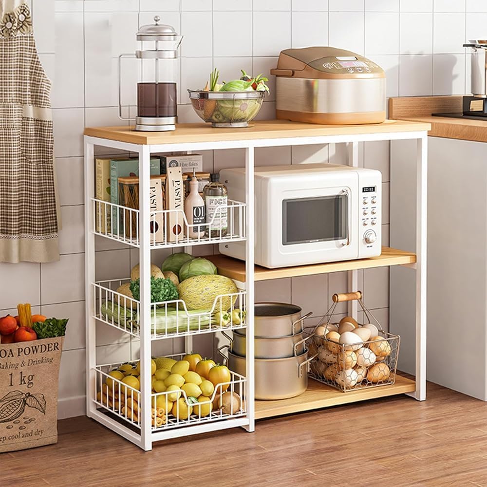 RESIGILAT - Raft de bucatarie, suport pentru cuptorul cu microunde, cosuri de sarma, 80cm/120cm