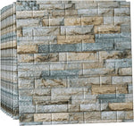 Tapet 3D caramida crem cu bleu auto-adeziv pentru interior, 70 x 77 cm