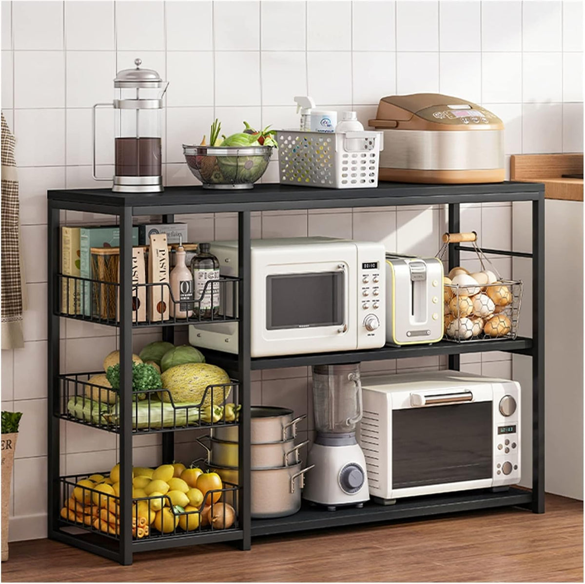 RESIGILAT - Raft de bucatarie, suport pentru cuptorul cu microunde, cosuri de sarma, 80cm/120cm