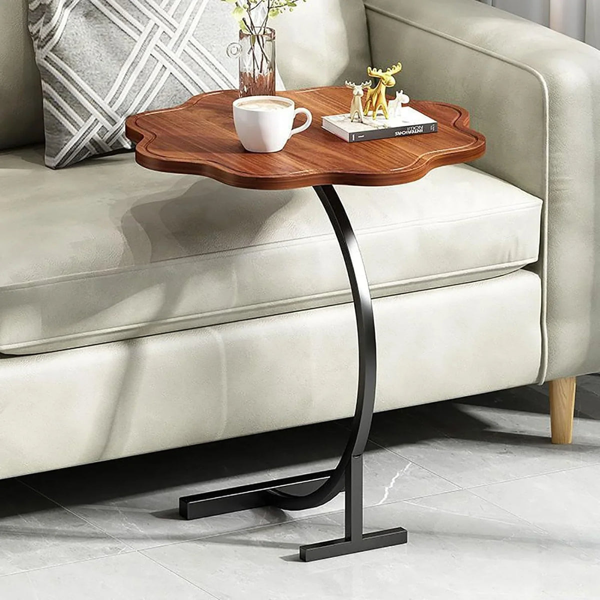 Masa rotunda în forma de C, pentru laptop sau cafea în stil modern minimalist 25x30x60cm