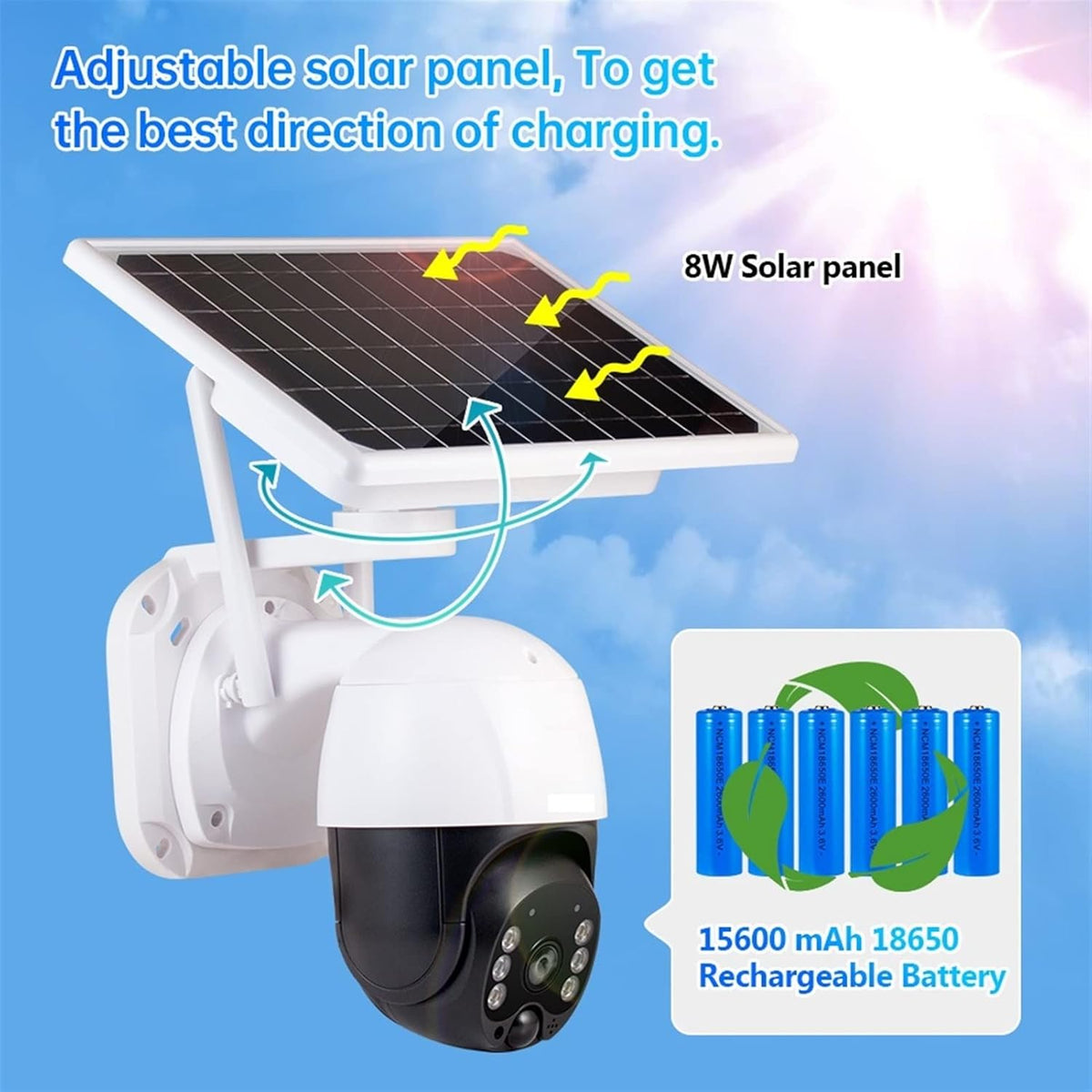 Camera de supraveghere wireless 5MP cu panou solar si rotire 355°, infrarosu, WiFi/4G
